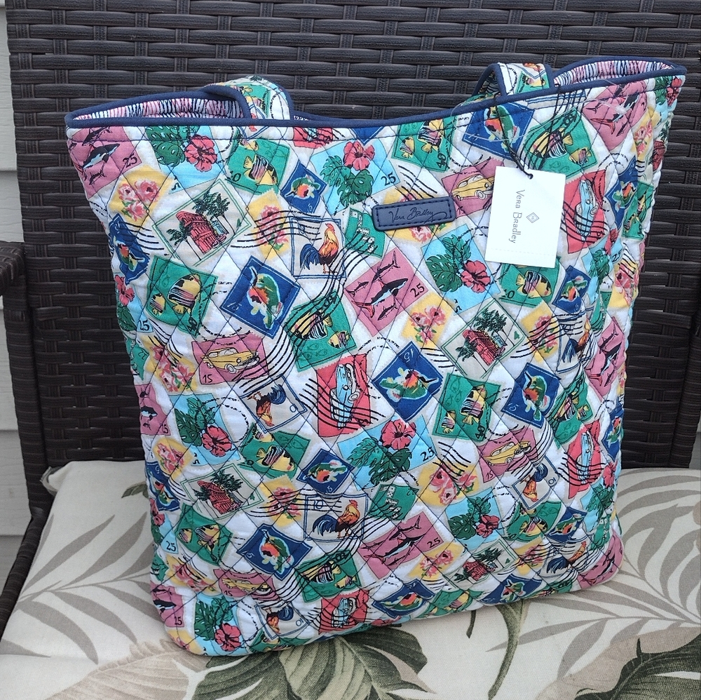 NWT Vera Bradley tote Miller bag in Cuban Stamps - Picture 5 of 7